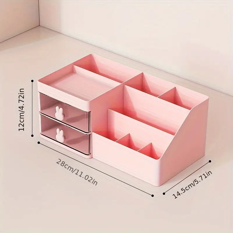 Makeup Organizer Office Desktop Organizer With Drawer, Desk Top Makeup Accessories Stationary Organizer