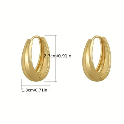 Silvery Glossy Hoop Earrings Retro Elegant Style Alloy Jewelry All-match Accessories