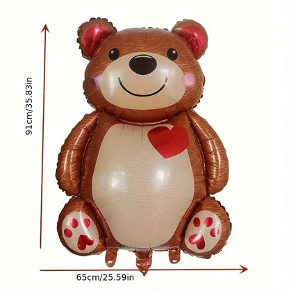 1pc, Cartoon Love Bear Foil Balloon, Valentine's Day Decor