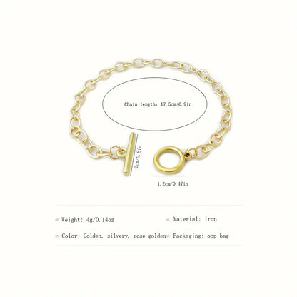 OT Buckle Link Chain Bracelet Hip Hop Style Gold