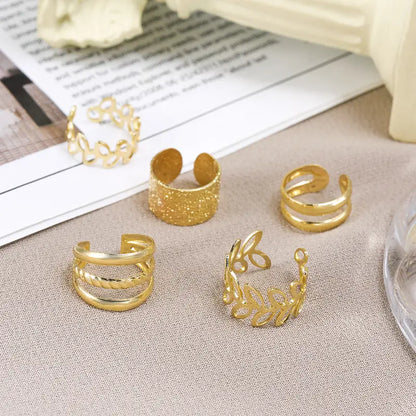 Leaf 5pcs Cutout Ear Clips Fitting One Ear