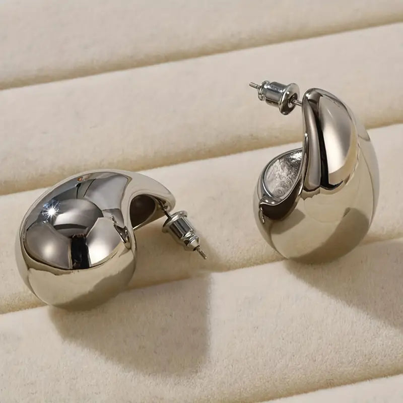 Creative Glossy Chunky Water Drop Shaped Stud Earrings