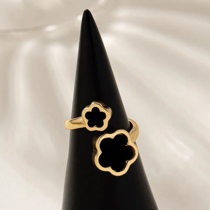 Elegant ,Lovely Style, 1pc Lucky Clover Ring, Golden Adjustable