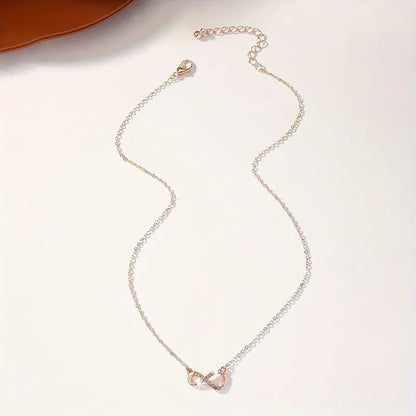 Luxury Exquisite Shiny Rhinestone Infinity Pendant Chain Necklace- Rose Golden