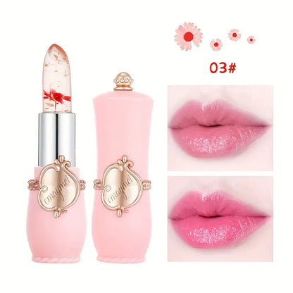 Bright Flower Crystal Jelly Lipstick , Magic Temperature Color Changing Lip Balm