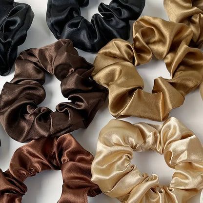 6 Pcs Silky Scrunchies Solid Color Hair Tie