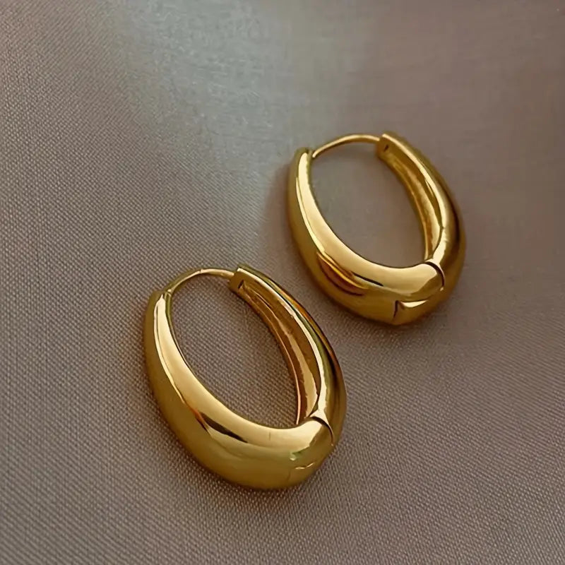 Glossy Hoop Earrings Copper Jewelry Vintage Simple Style