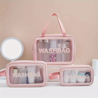 Portable Cosmetic Bag, Travel Toiletry Pouch, Frosted Transparent Storage Bag