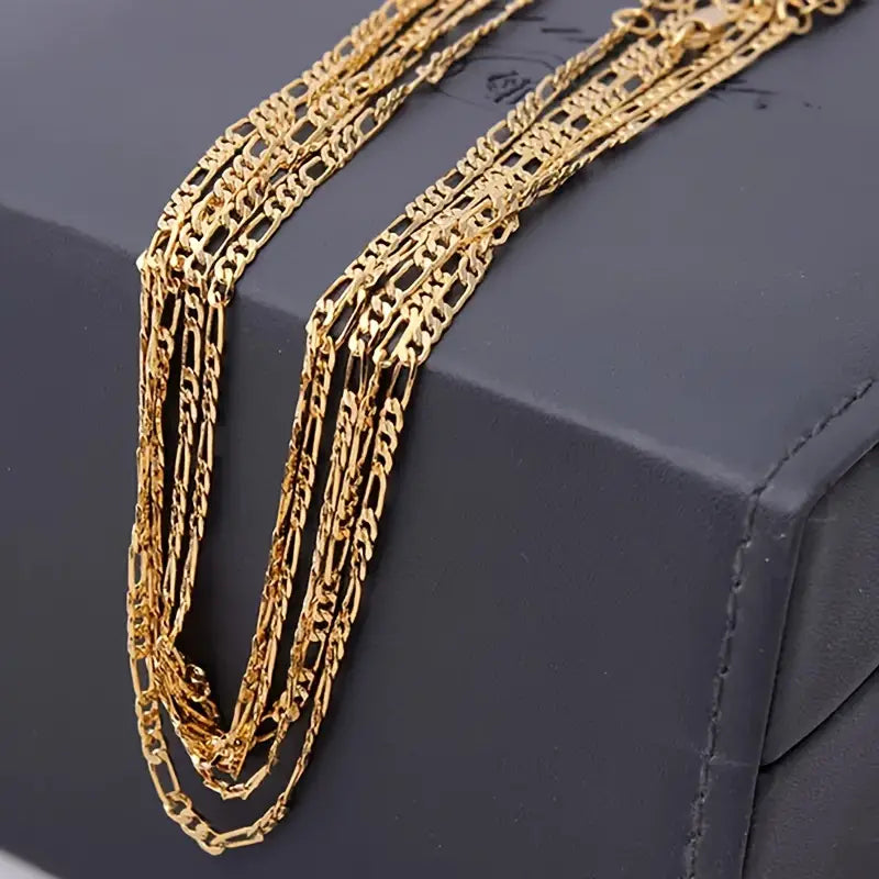 20 inch Fashion 4mm Flat Chain Necklace, Gold-plated Jewelry