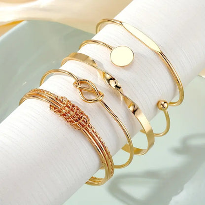 5pcs/Set Women's Elegant Cuff Bangles, Stackable Silver Color Hand Jewelry Party Favors