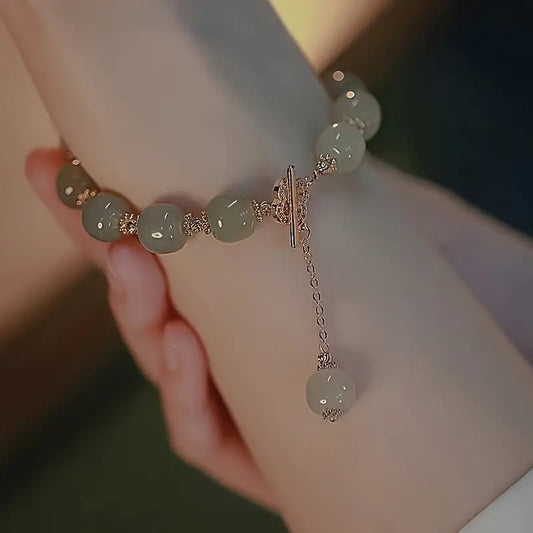 Lover special gift, glass jade bead bracelet elegant jewelry gift couple