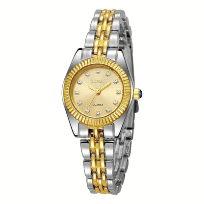 Elegant Ladies' Quartz Wrist Watch with Round Aurora Shell Dial