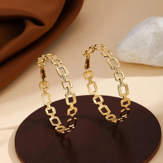 1 Pair Bohemian Style Elegant Hollow Circle Chain Earrings, Fashionable Versatile