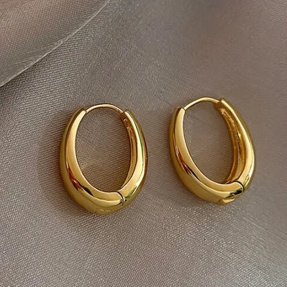 Glossy Hoop Earrings Copper Jewelry Vintage Simple Style