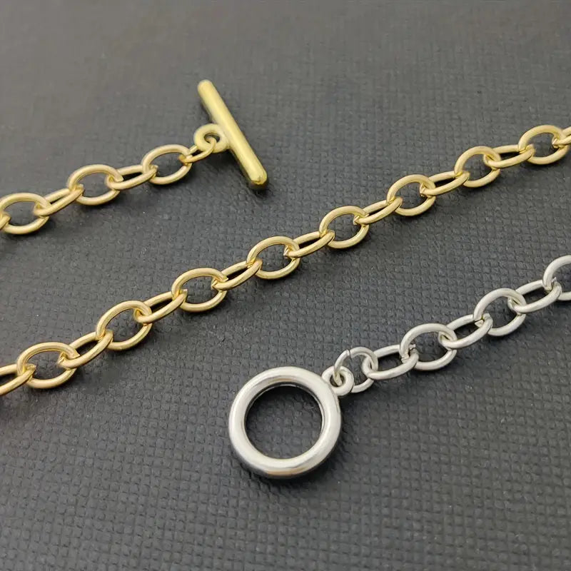 OT Buckle Link Chain Bracelet Hip Hop Style Gold