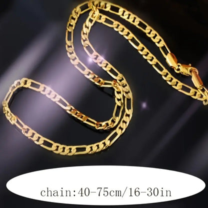 20 inch Fashion 4mm Flat Chain Necklace, Gold-plated Jewelry