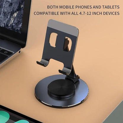 Aluminum Alloy Holder Phone And Tablet, Stand For Desktop, 360 Degree Rotatable Mobile Phone Foldable Stand