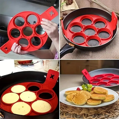 1pc, 7-cavity Silicone Cake Mold For Baking, Omelette, Pancake