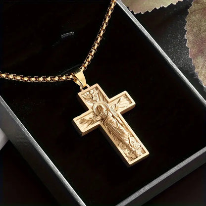 1pc Fashion Retro Exquisite Cross Pendant Necklace, Jewelry For Men And Women