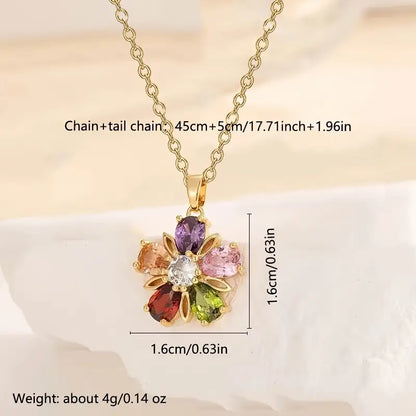 3pcs Adorable Colorful Flower Necklace/Earrings/Set, Cute Jewelry