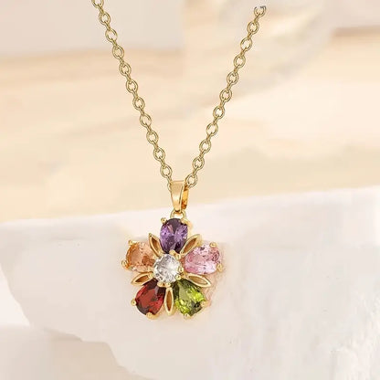 3pcs Adorable Colorful Flower Necklace/Earrings/Set, Cute Jewelry