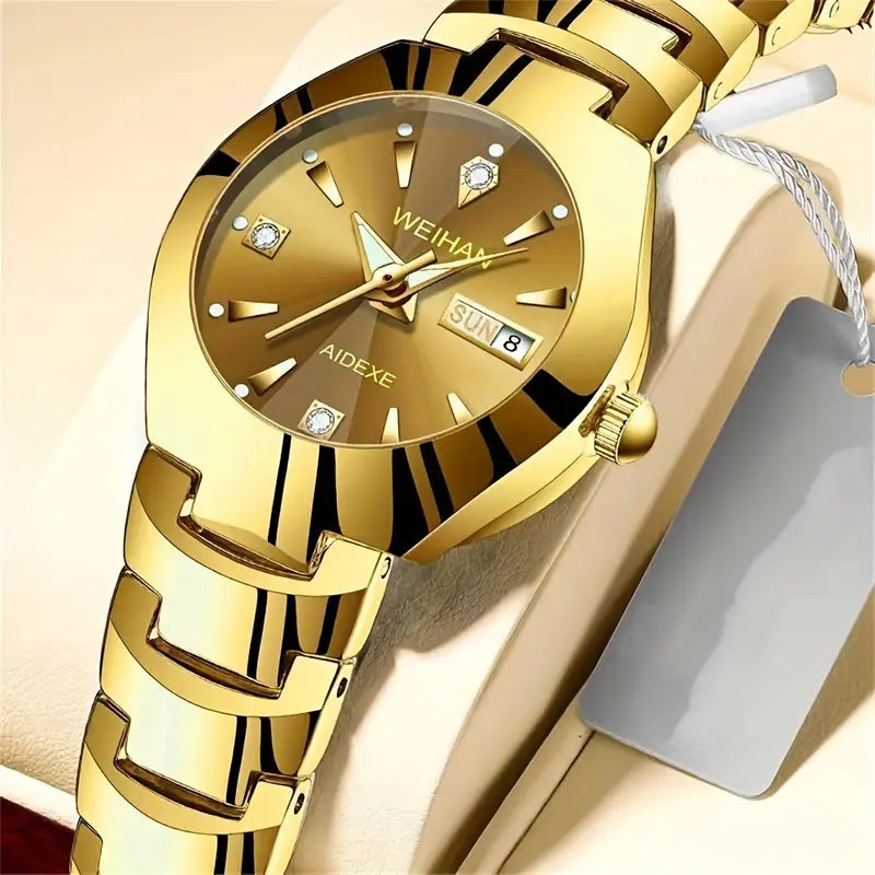 Luxury Rhinestone Quartz Watch for Women - Elegant Round Pointer Analog Wrist Watch