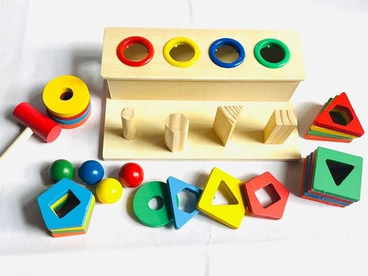 Wooden Toys Wooden Hammer with Geometric Shape