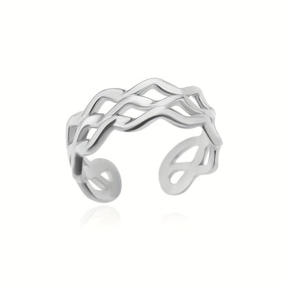 Interlocking Ring Plated Stainless Steel Simple Creative Ring Suitable For Daily Work And Study Evening Party Dating