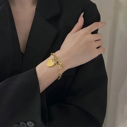 Elegant Vintage-Inspired 18K Gold Plated Titanium Steel Bracelet for Women - Perfect for Casual Attire