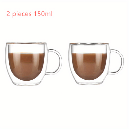 2pcs Double Wall Glass Cup Heat-Resisting 150/250ml