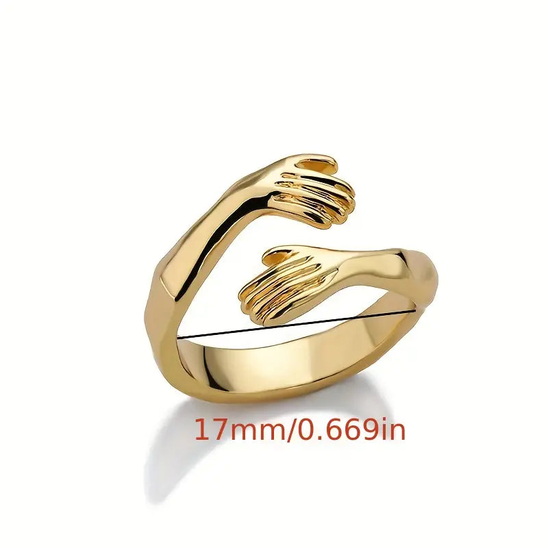 Men's Bohemian Simple Retro Alloy Hands Hug-Shaped Open Ring, For Daily Wear