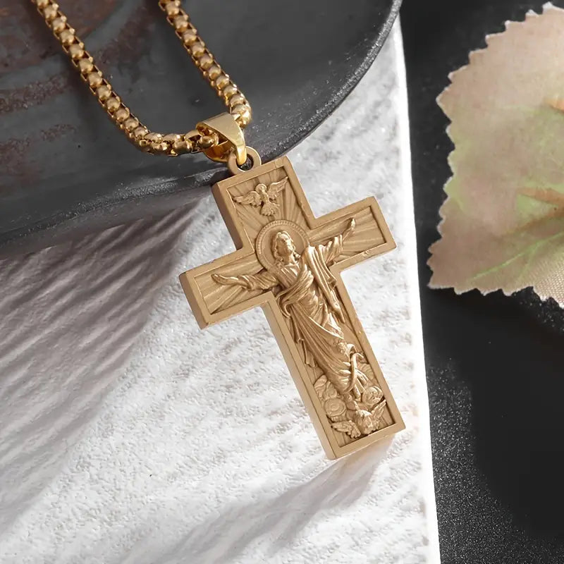 1pc Fashion Retro Exquisite Cross Pendant Necklace, Jewelry For Men And Women