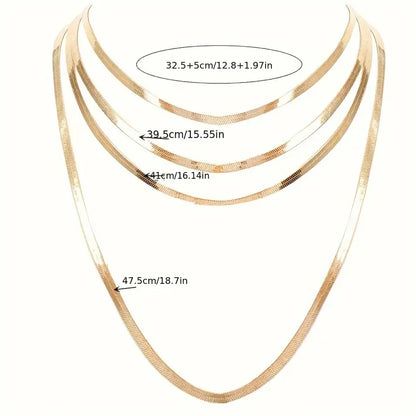 1pc Multilayer Retro Simple Golden Snake Bone Chain Necklace Stacking Neck Chain