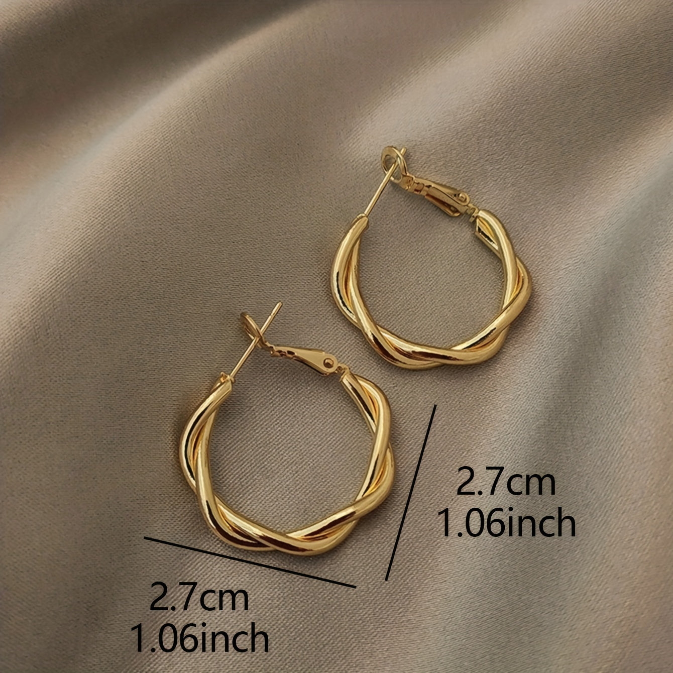 Golden Twisted Pattern Hoop Earrings