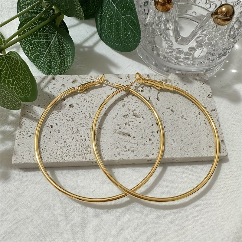 Simple Hoop Earrings Leisure Style Alloy Plated Jewelry