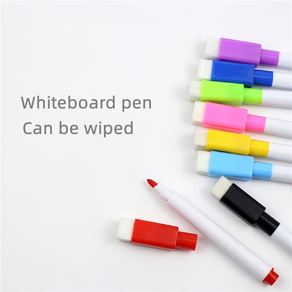 8pcs/Set Bullet Tip Whiteboard Marker With Erase