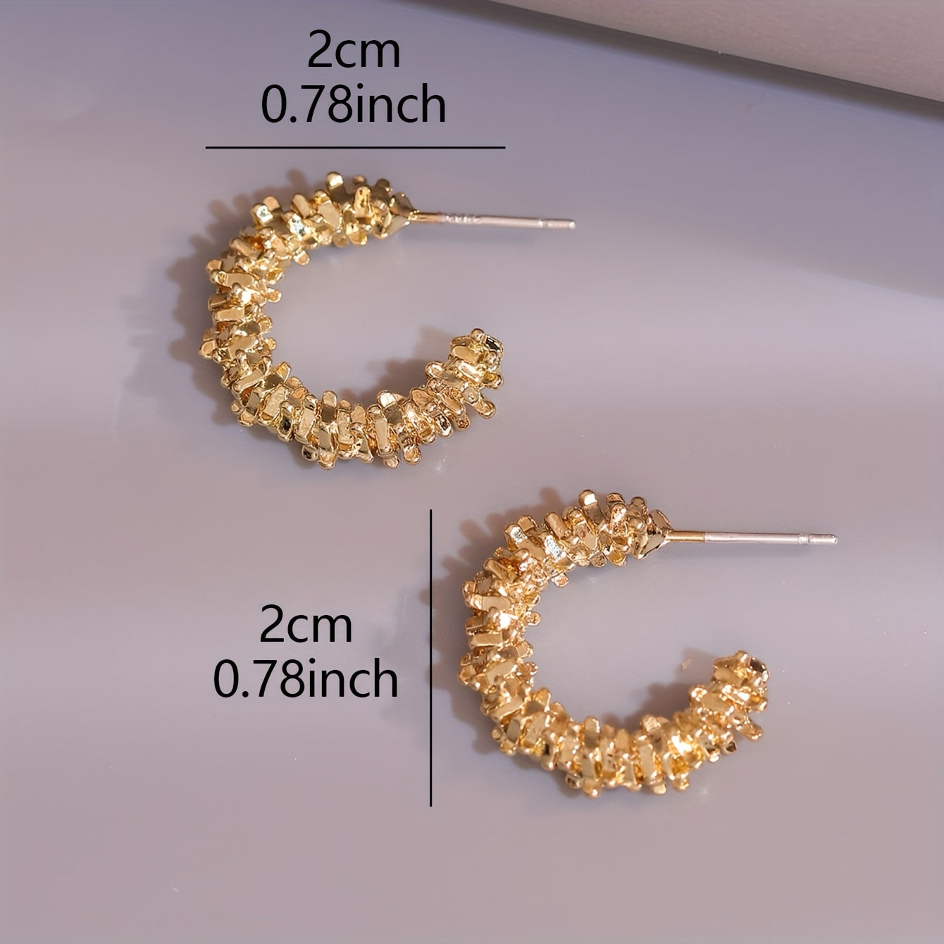 C Shape Golden Hoop Earrings