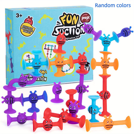 19 Pcs Suction Toys Bath Toy Set, Slicone Sucker Toys For Kids