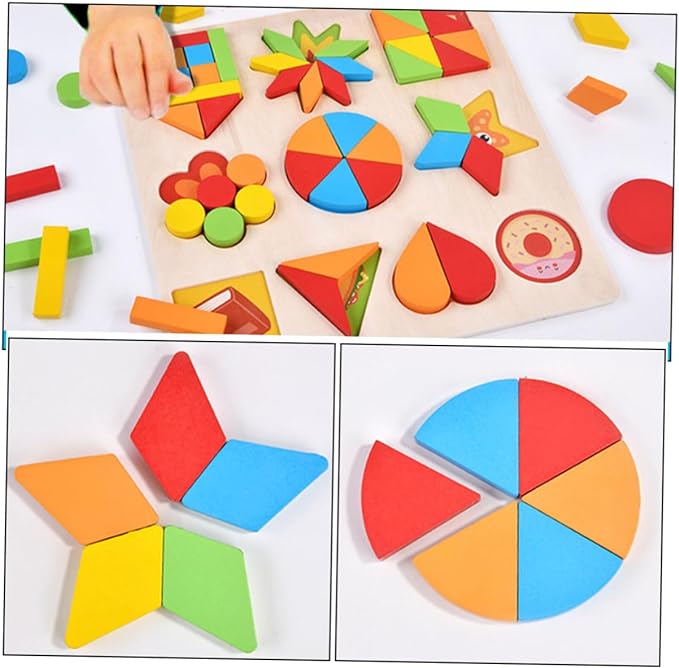1 Set Geometric Shape Matching wooden puzzles puzzles shape learning puzzle wooden geometric shapes