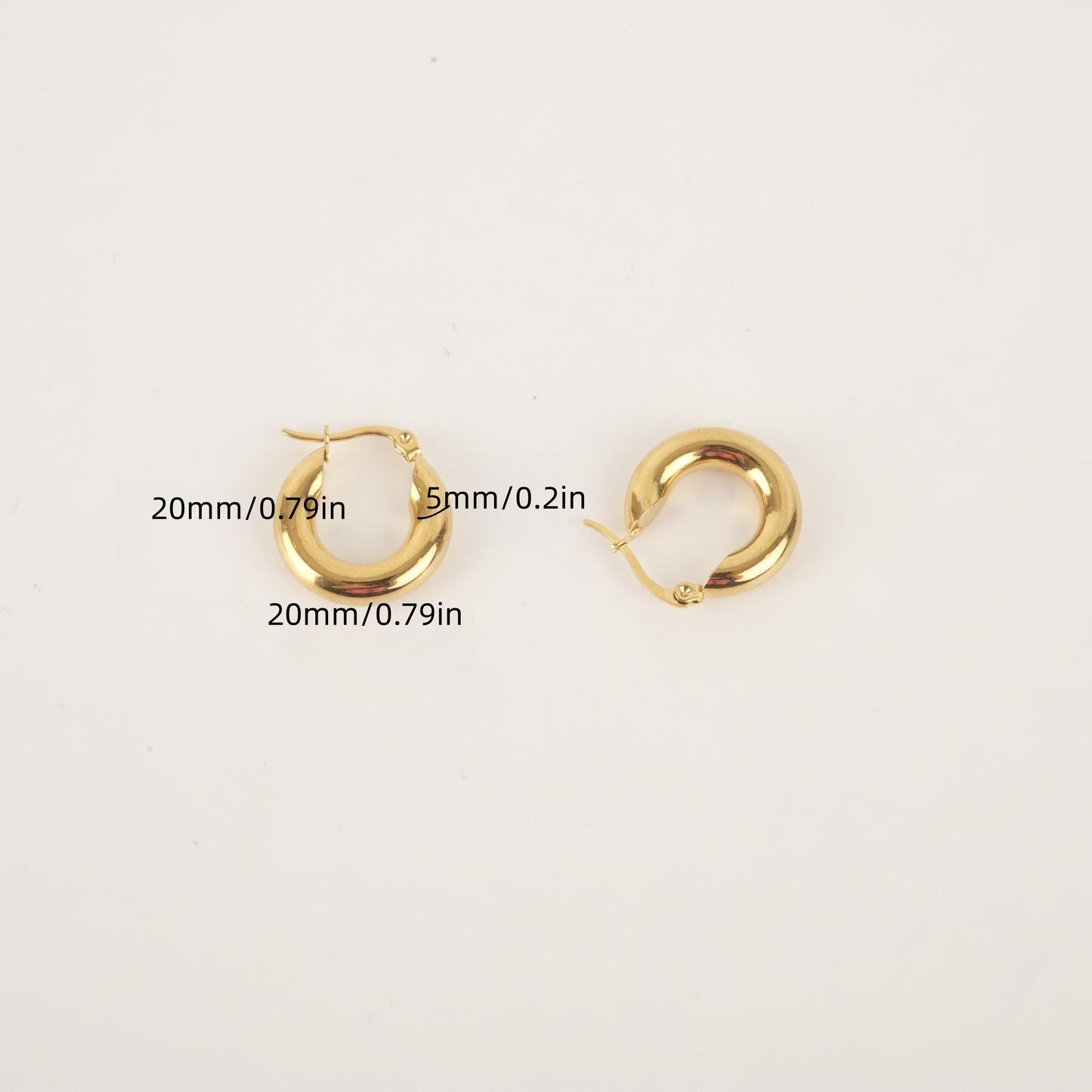 Golden Glossy Hoop Earrings Retro Elegant Style Alloy Jewelry All-match Accessories