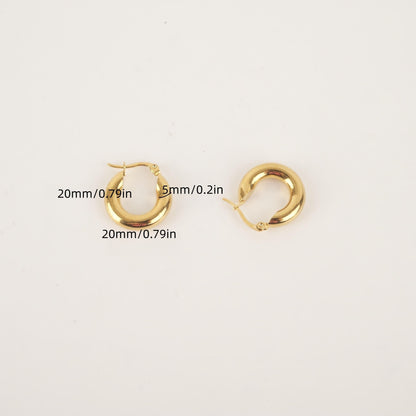 Golden Glossy Hoop Earrings Retro Elegant Style Alloy Jewelry All-match Accessories