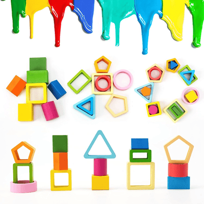 Montessori Toys Wooden Sorting & Stacking Toys For Baby Toddlers Educational Shape Color Sorter