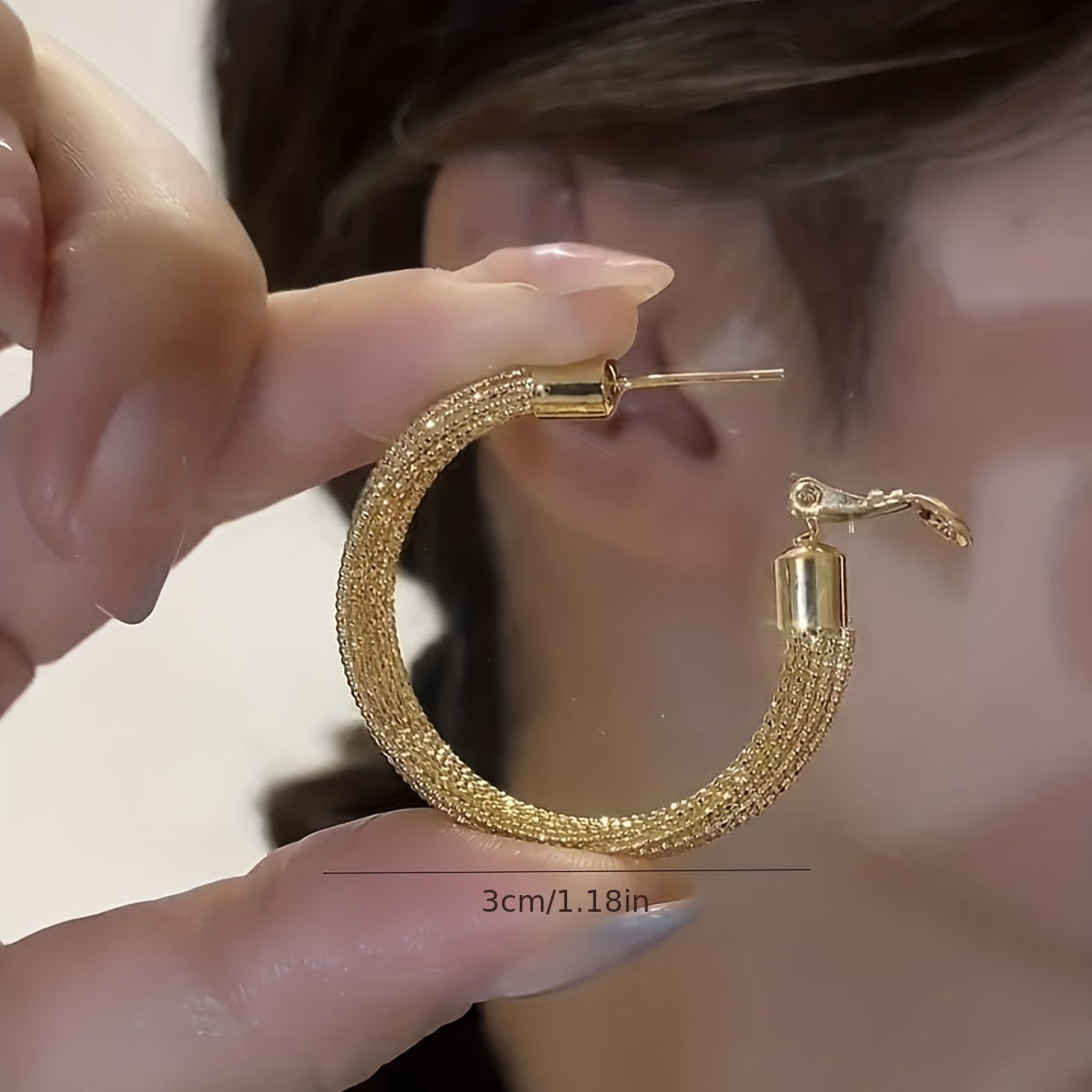 Golden Chunky Hoop Earrings, Zinc Alloy Plated Jewelry, Cool Party Jewelry