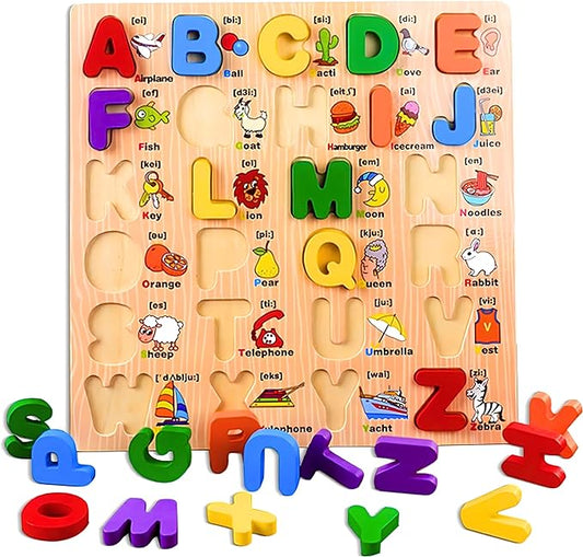 English Alphabet Puzzle Board | Wooden Abc Letters Jigsaw Puzzle Board