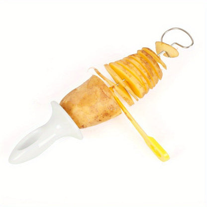 1set Portable Potato BBQ Skewer For Camping Chips Maker Slicer, Potato Spiral Cutter,