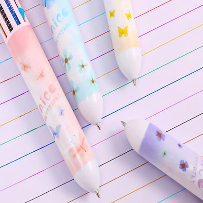1pc 10-color Butterfly Ballpoint Pen, Sequin Ten-color One-in-one Press Pen