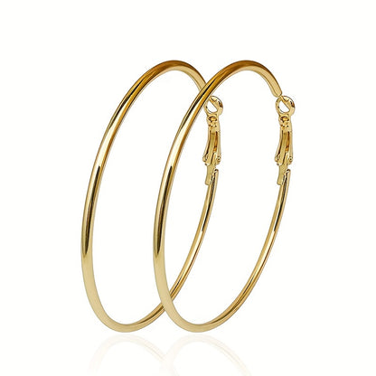 Simple Hoop Earrings Leisure Style Alloy Plated Jewelry