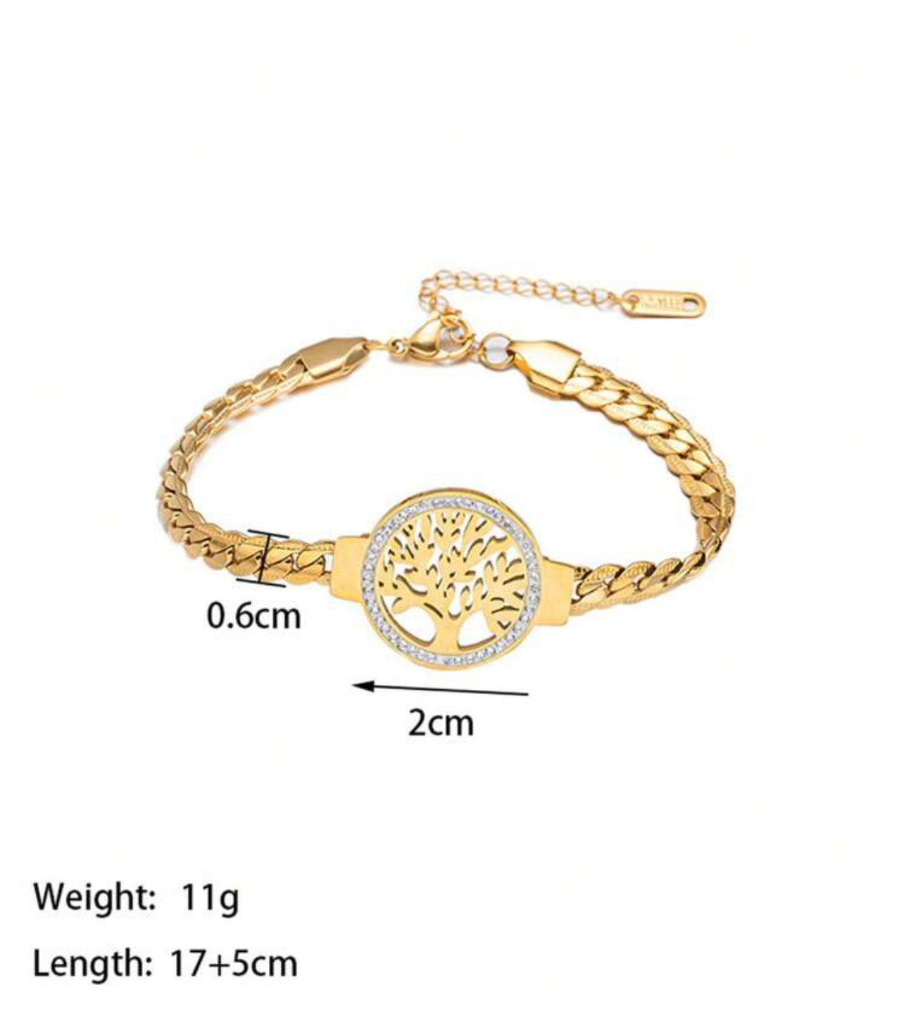 1pc Adjustable Titanium Steel Bracelet, Gold Stainless Steel Tree Of Life chain Bracelet