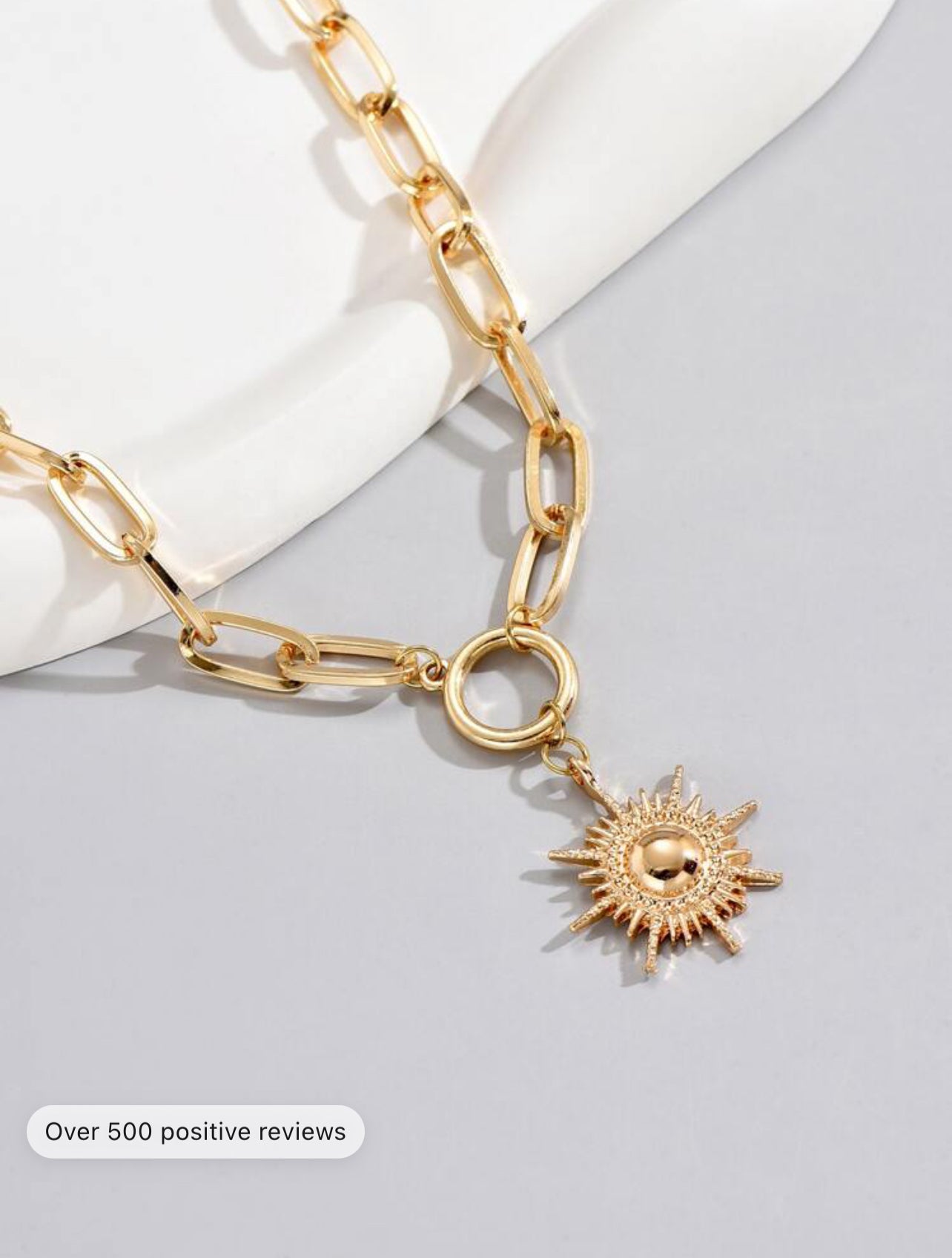 Exquisite Golden Sun Charm Design Pendant Necklace Bohemian Elegant Style