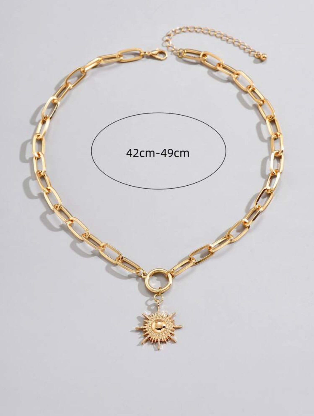 Exquisite Golden Sun Charm Design Pendant Necklace Bohemian Elegant Style